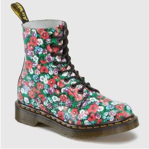 Dr Martens 1460 Pascal Black Wild Poppy Boot Leather Comfort Floral Flowers